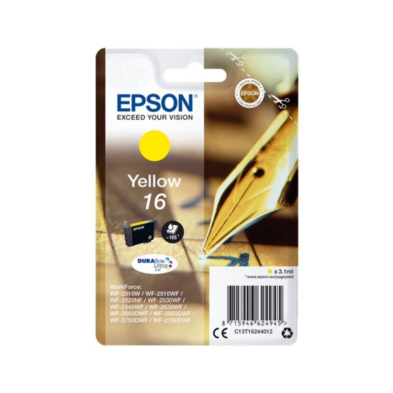 Epson 16 Jaune (T1624) - Cartouche d'encre d'origine