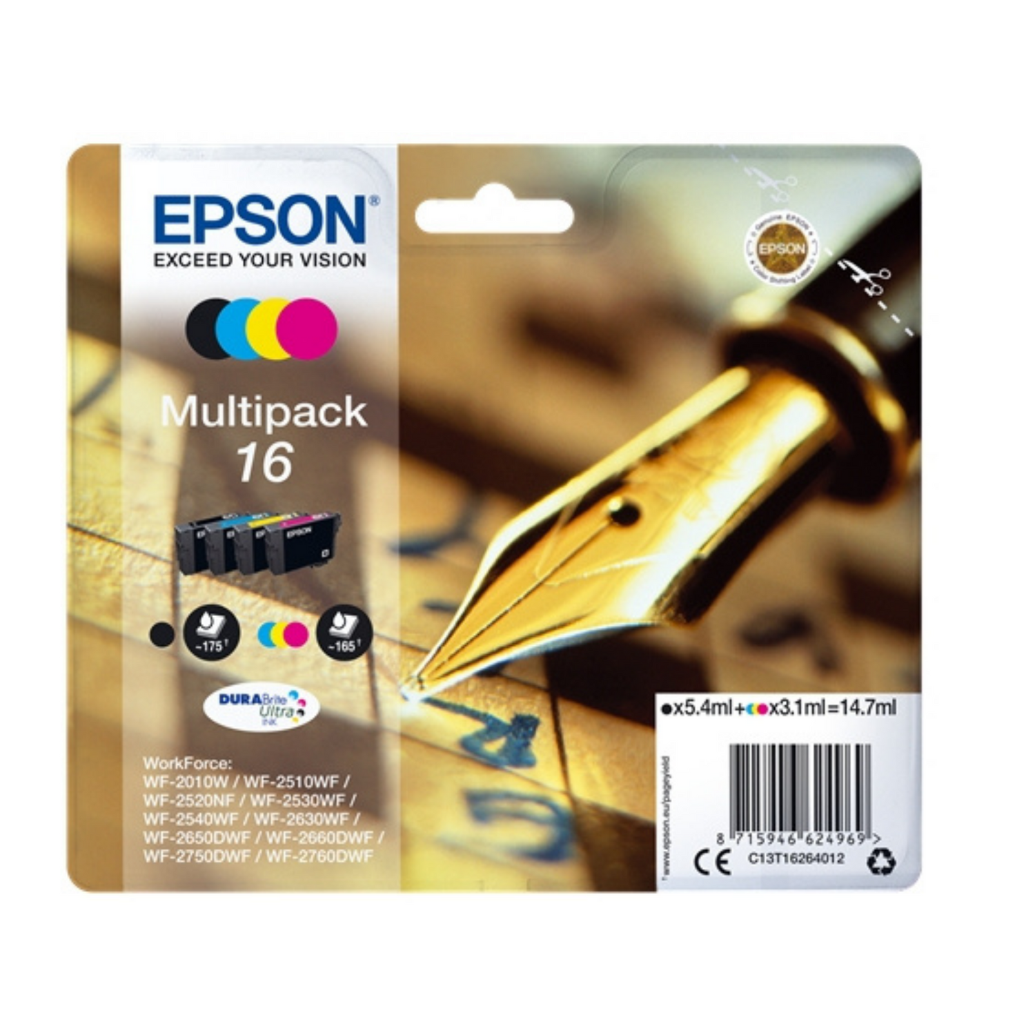 Epson 16 Pack Noir + Couleur (T1626) - Cartouche d'encre d'origine