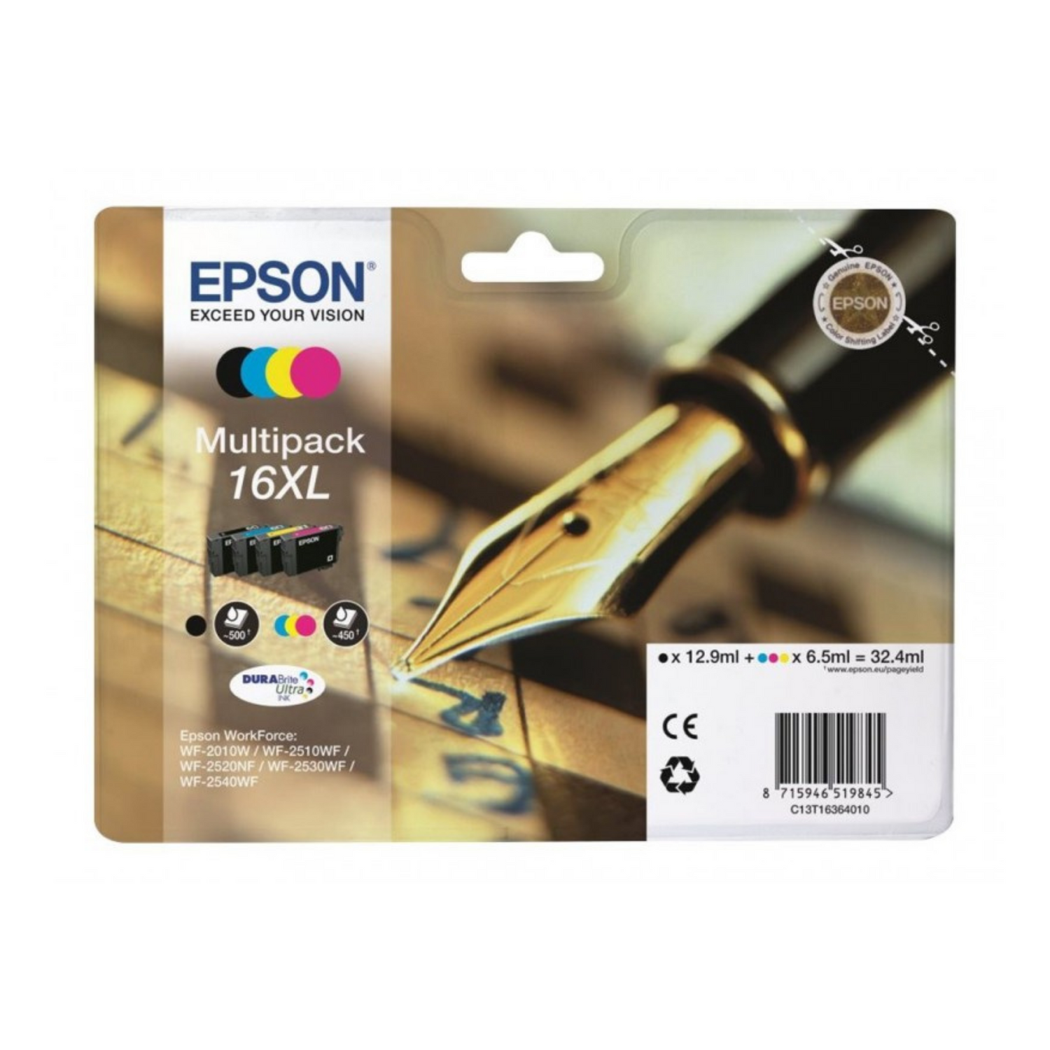Epson 16 Pack XL Noir + Couleur (T1636) - Cartouche d'encre d'origine
