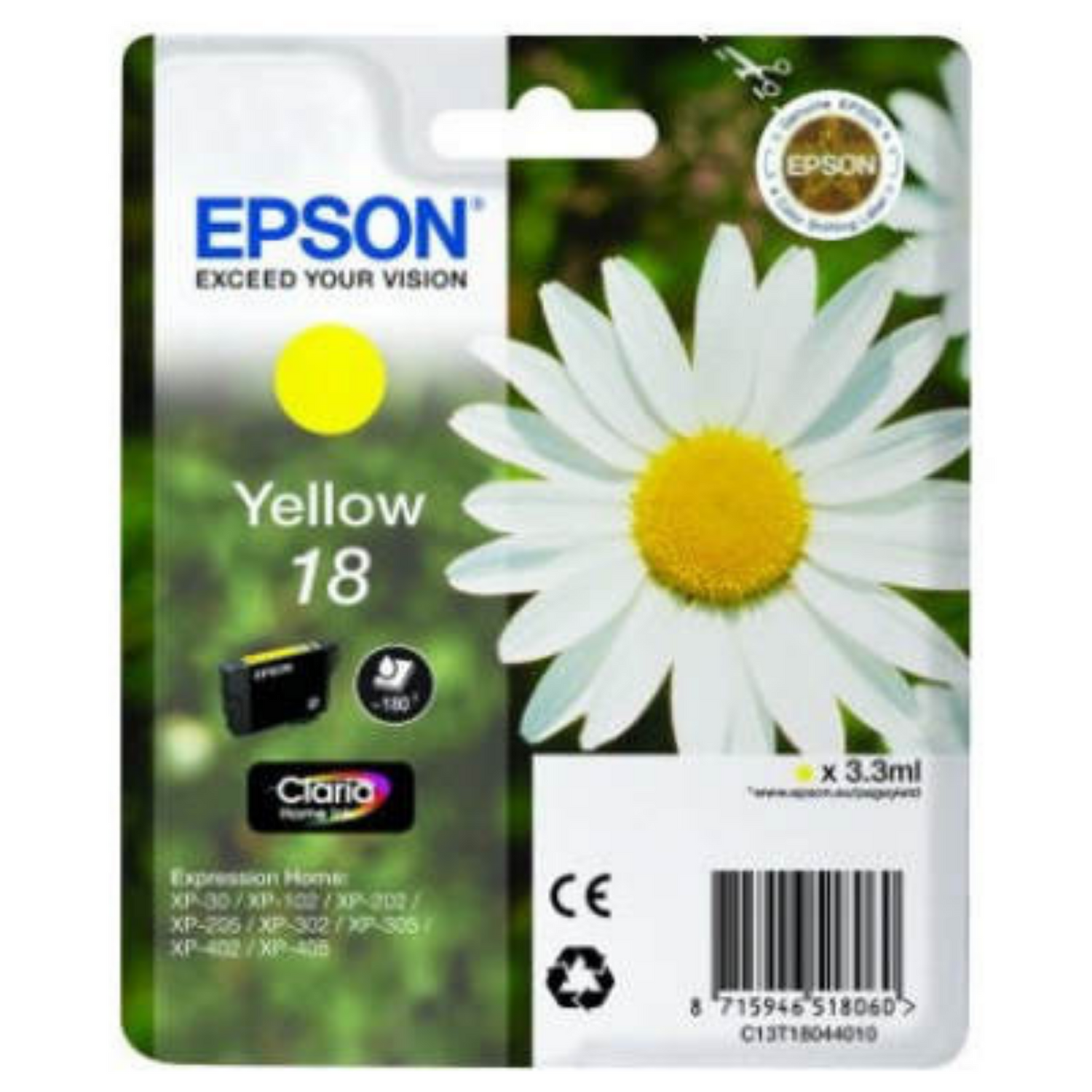 Epson 18 Jaune (T1804) - Cartouche d'encre d'origine