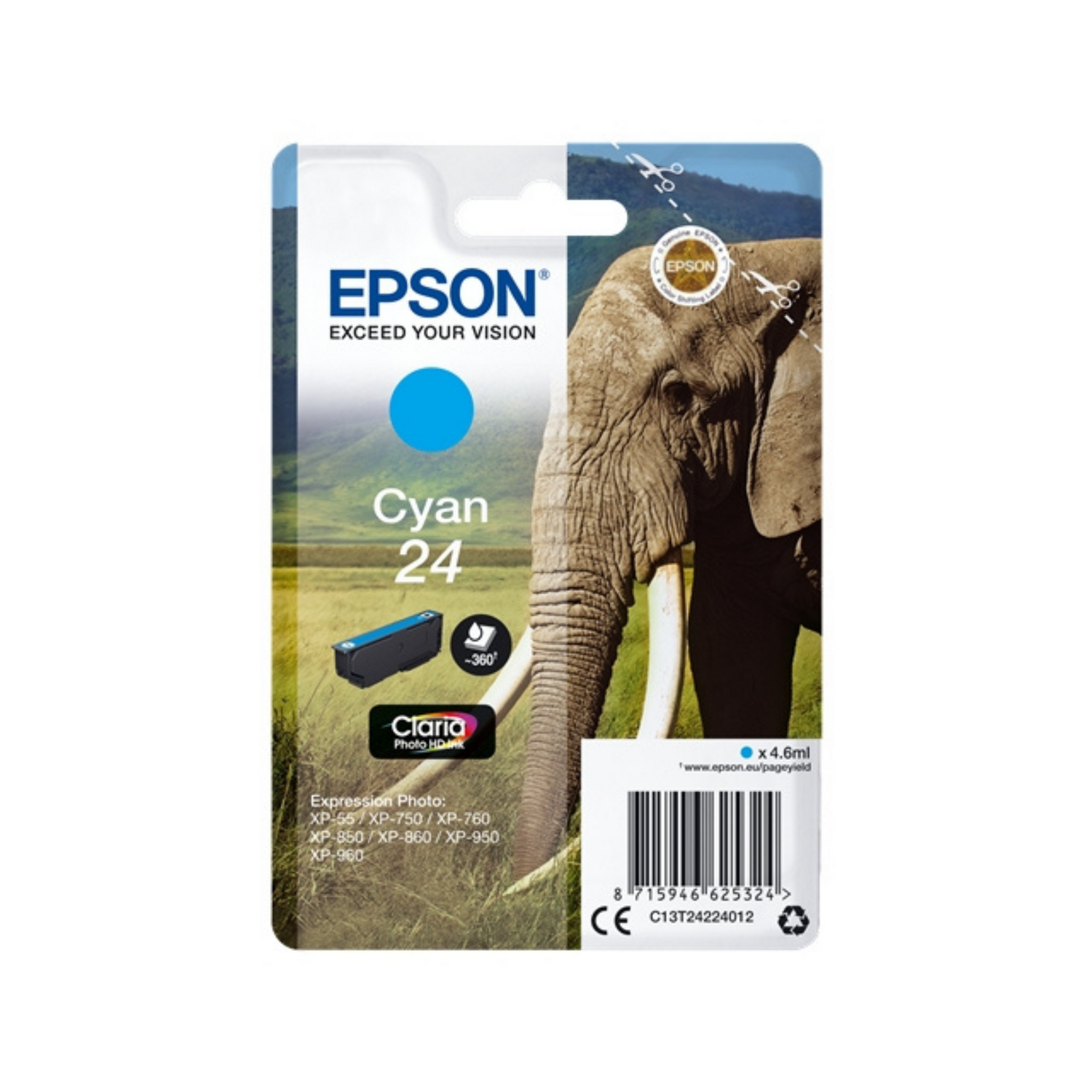 Epson 24 Cyan (T2422) - Cartouche d'encre d'origine