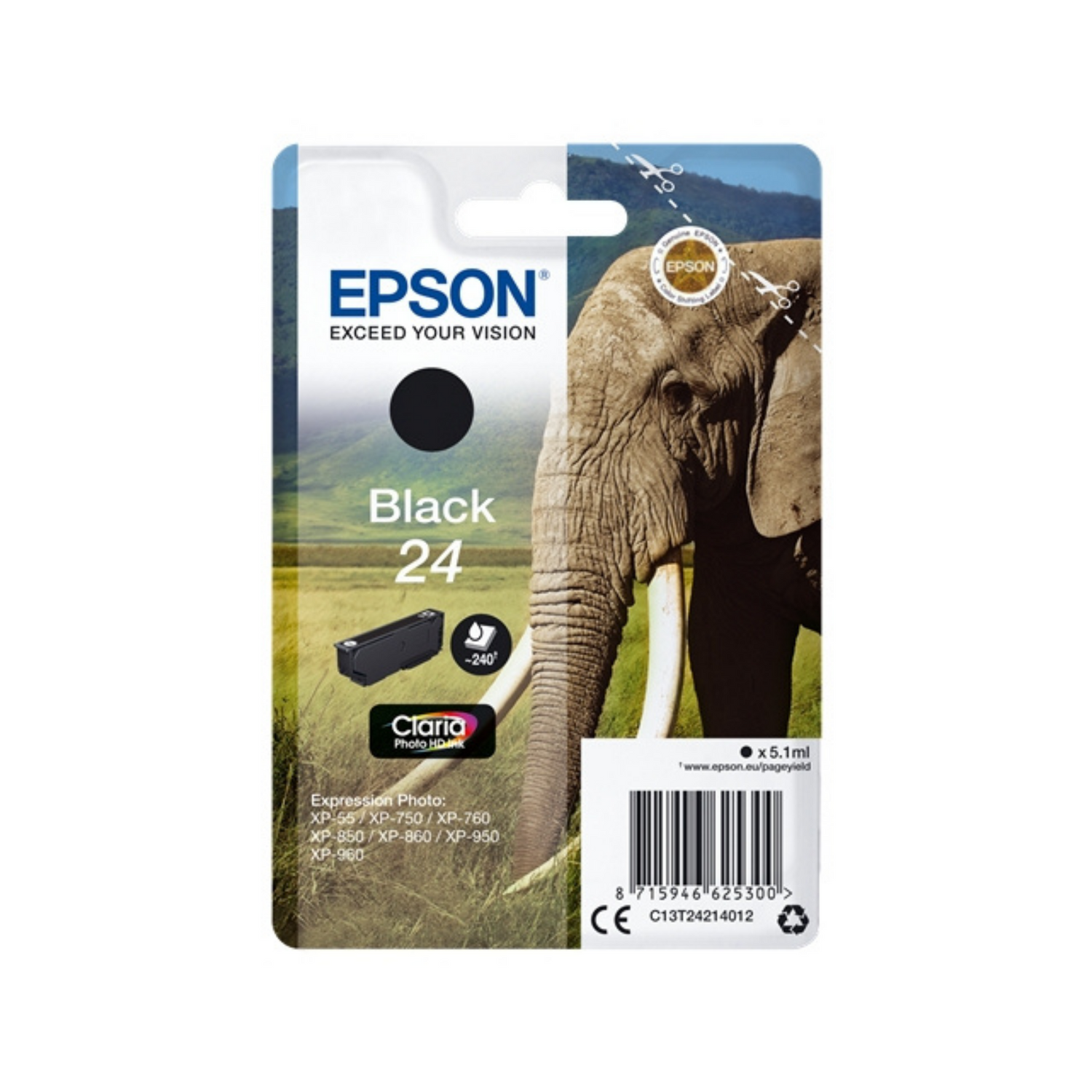 Epson 24 Noir (T2421) - Cartouche d'encre d'origine