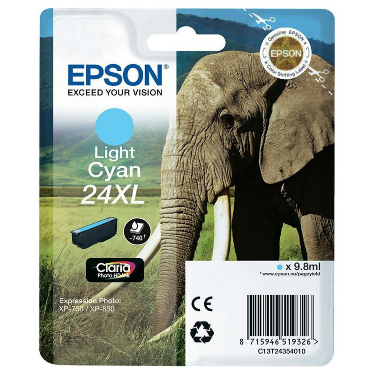 Epson 24 XL Cyan Clair (T2435) - Cartouche d'encre d'origine