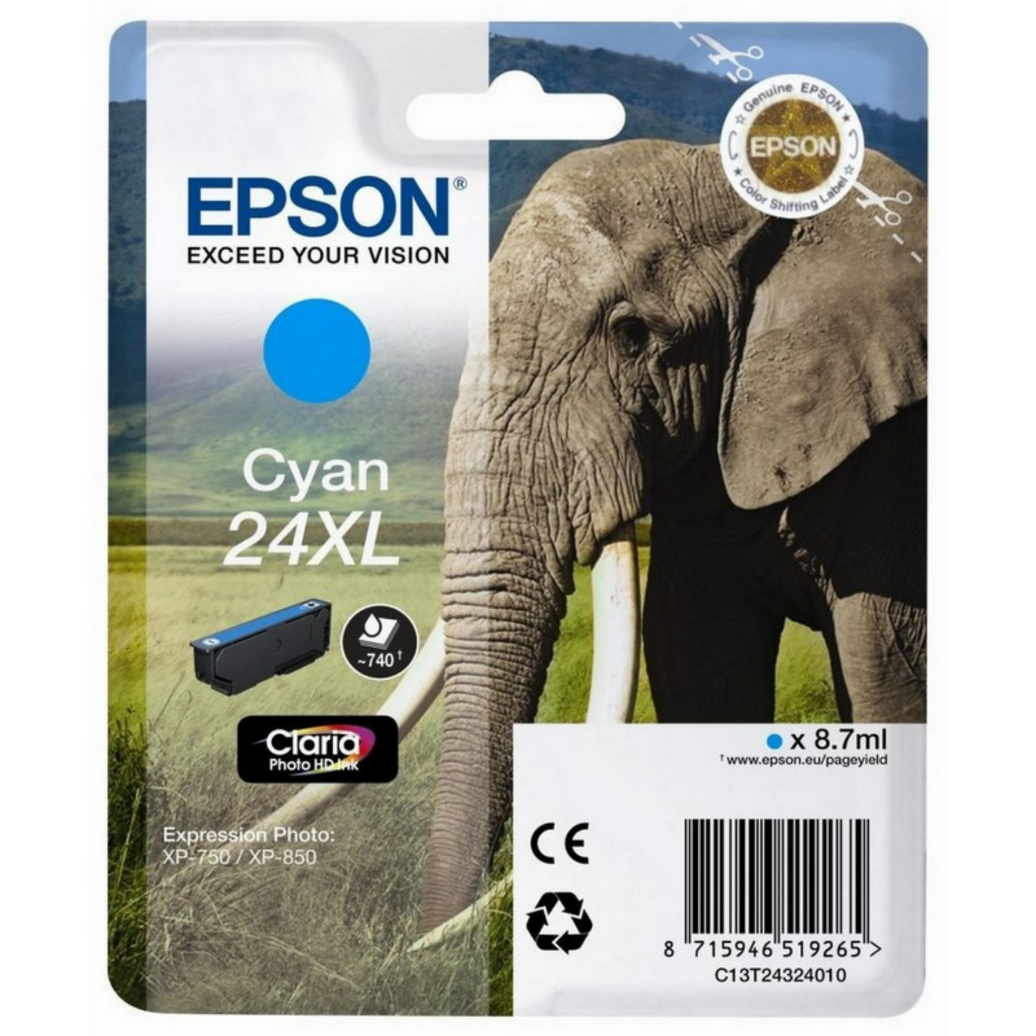 Epson 24 XL Cyan (T2432) - Cartouche d'encre d'origine