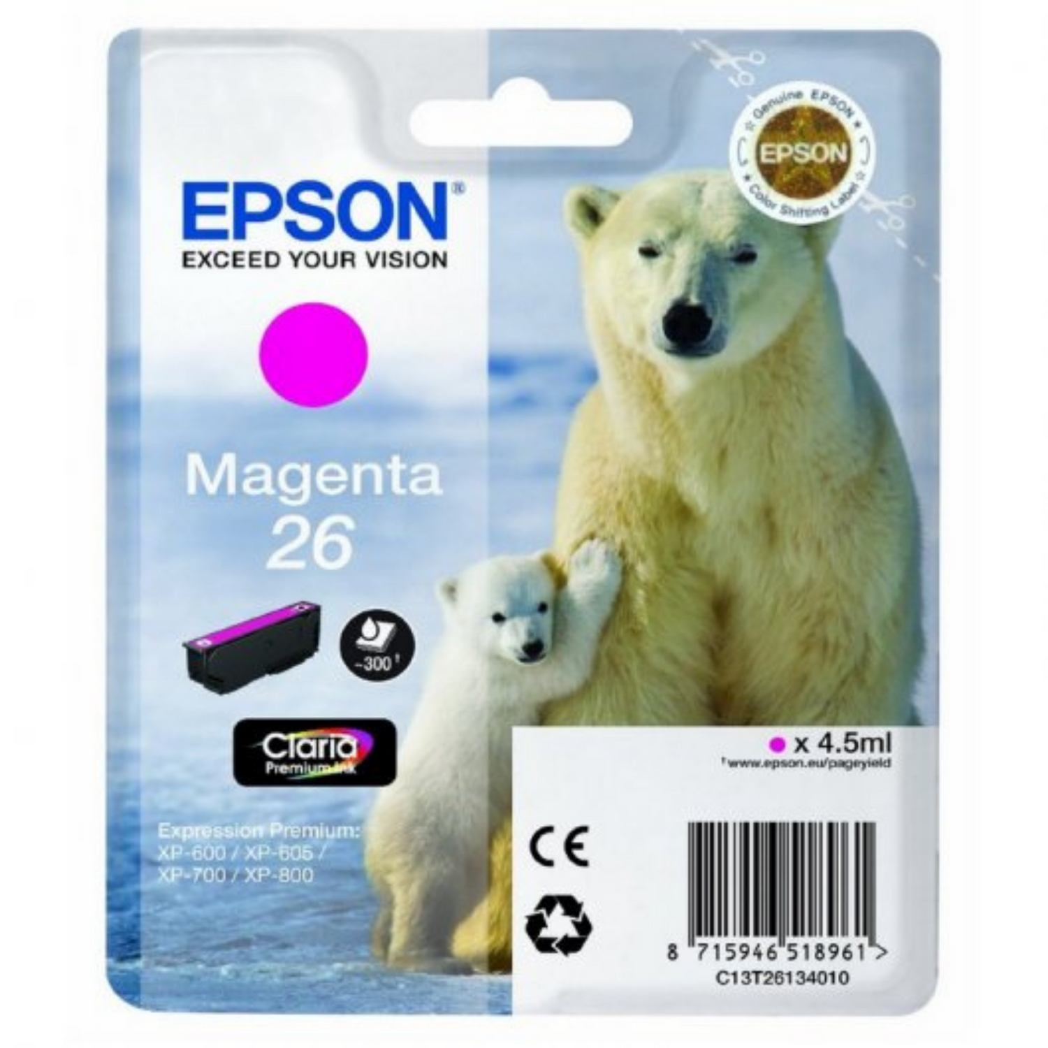 Epson 26 Magenta (T2613) - Cartouche d'encre d'origine
