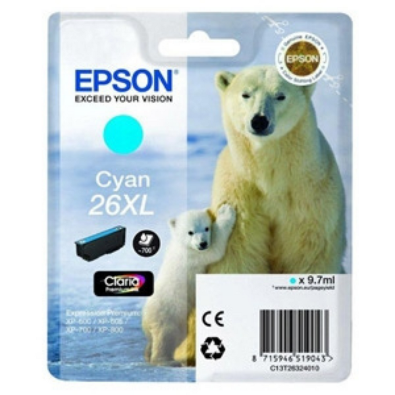 Epson 26 XL Cyan (T2632) - Cartouche d'encre d'origine