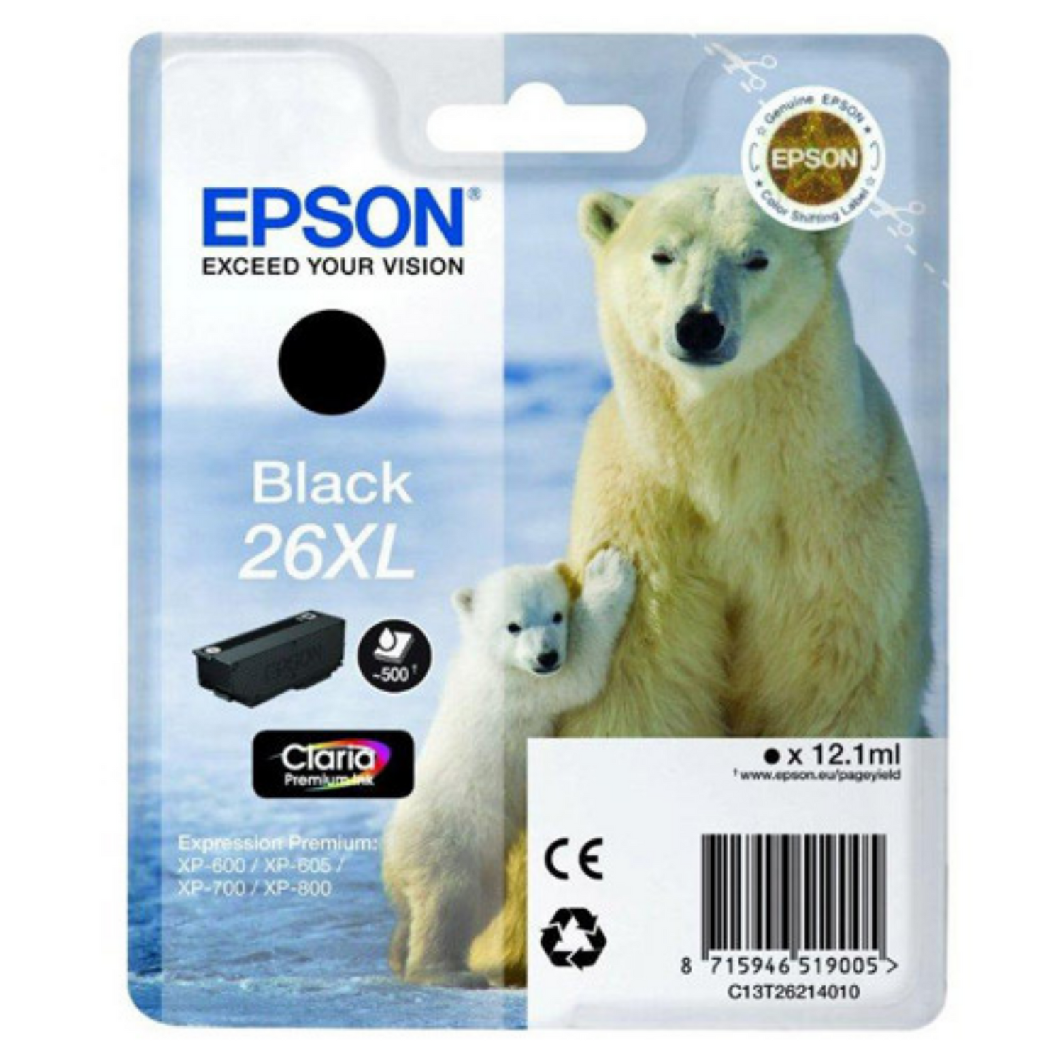 Epson 26 XL Noir (T2621) - Cartouche d'encre d'origine