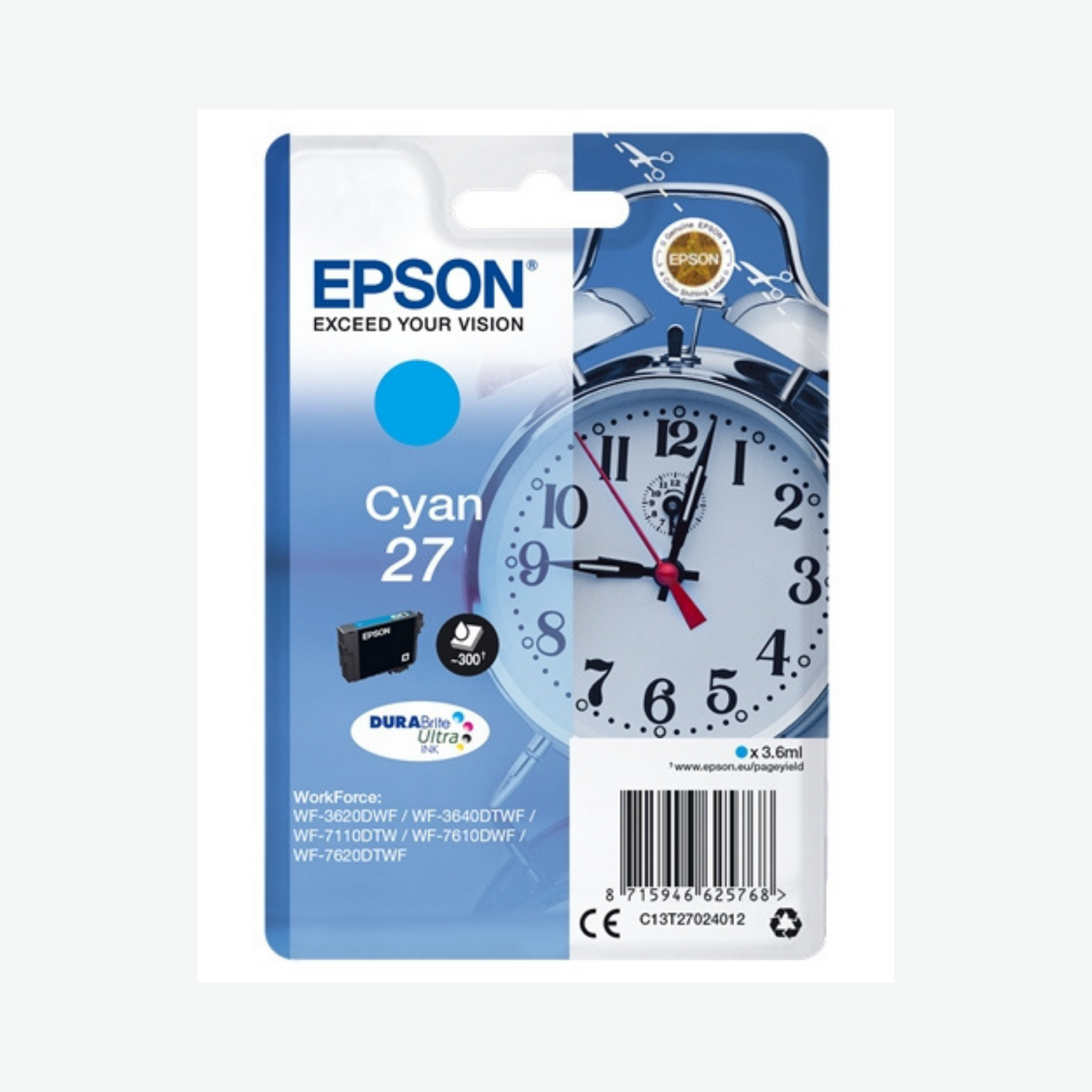 Epson 27 Cyan (T2702) - Cartouche d'encre d'origine