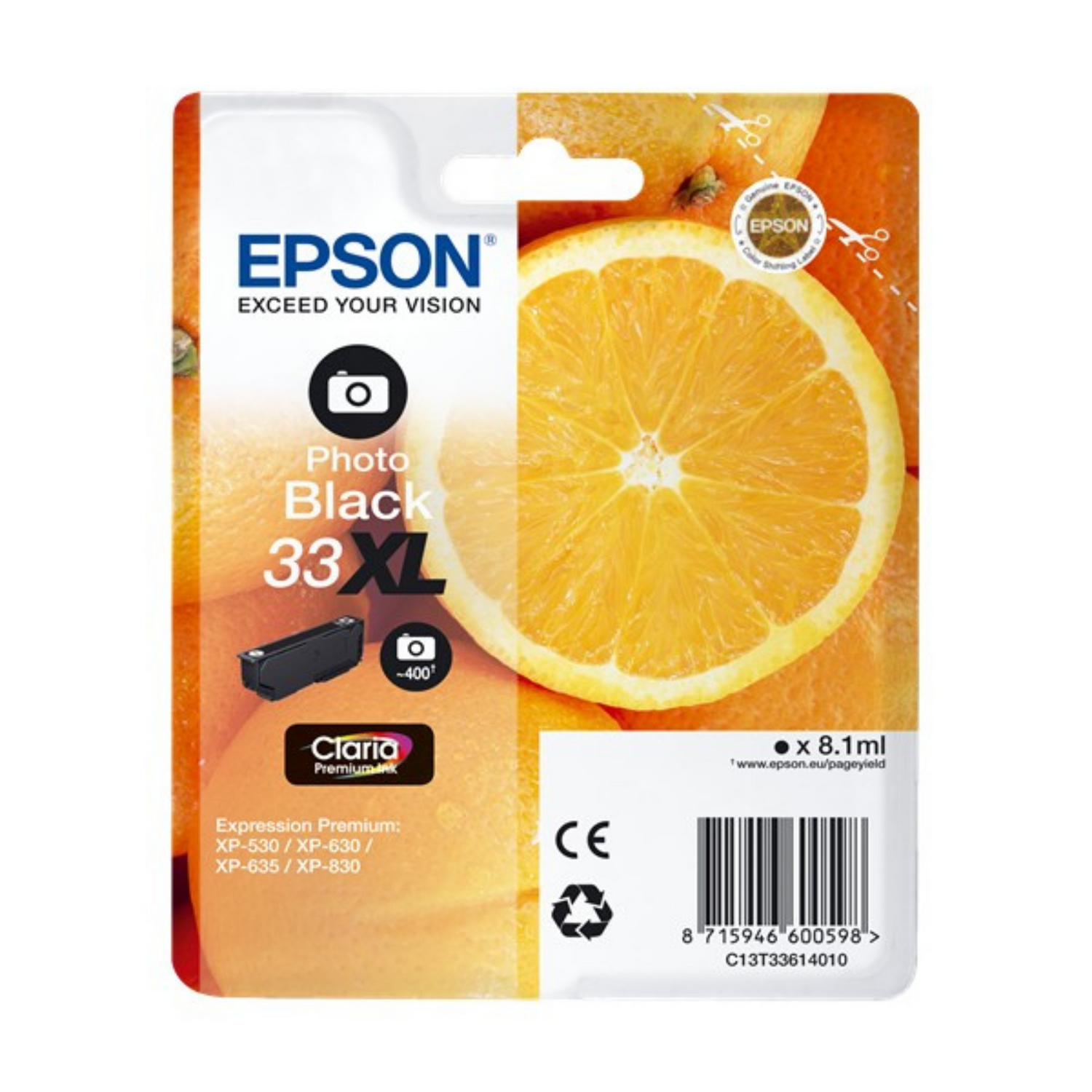 Epson 33 XL Noir Photo (T3361) - Cartouche d'encre d'origine