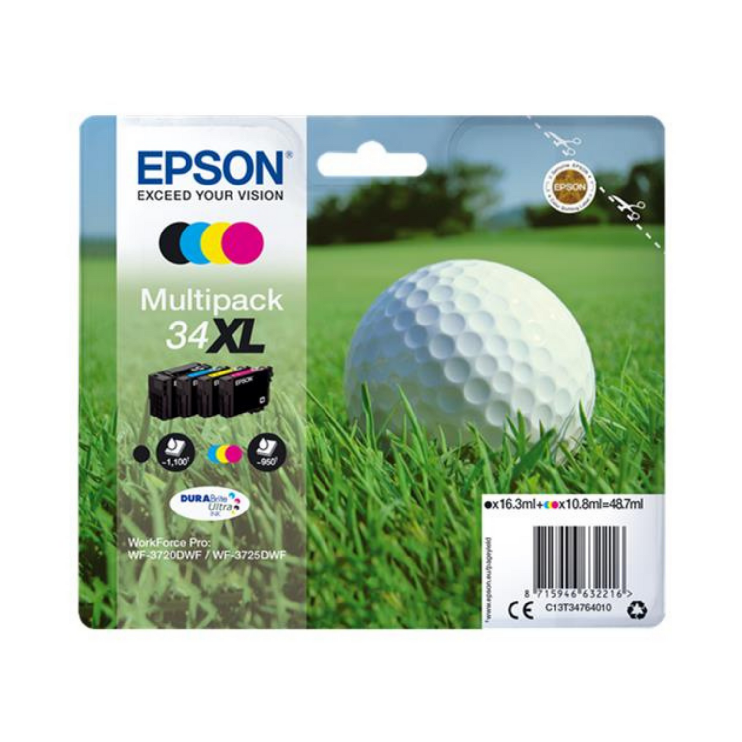 Epson 34 XL Pack Noir + Couleur (T3476) - Cartouche d'encre d'origine