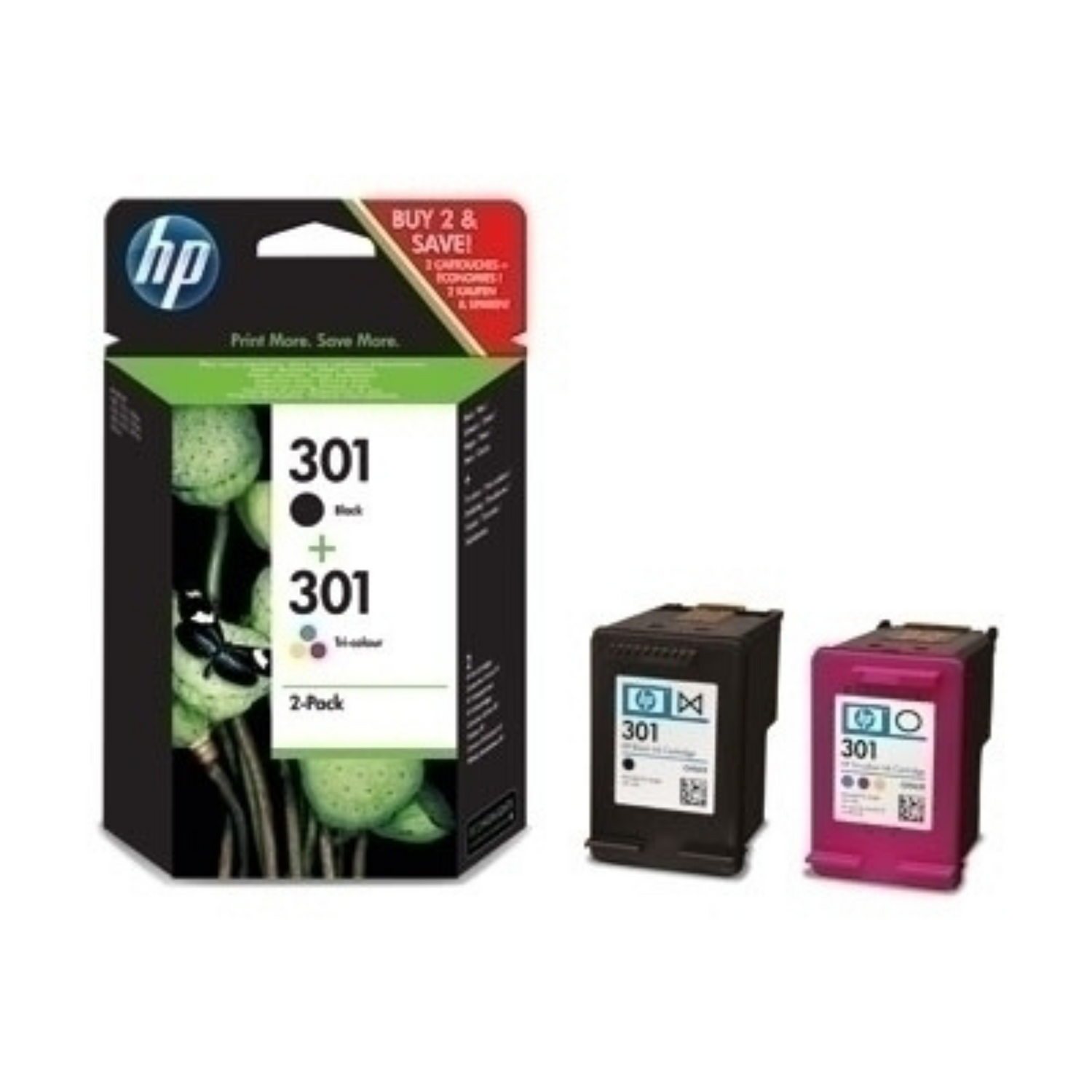 HP 301 Pack Noir + Couleur (N9J72AE) - Cartouche d'encre original