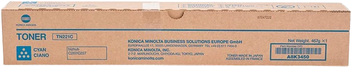 Konica Minolta TN 221 Cyan - Toner d'encre d'origine